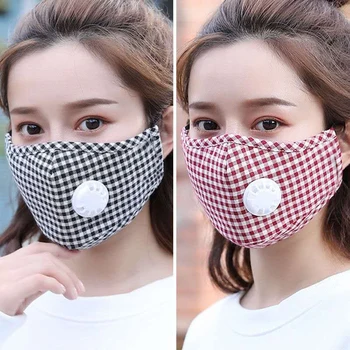 

High Quality Activated Carbon PM2.5 Face Mask Mouth Protection Masks Washable Masks Anti-dust Air Valve Plaid Mask With Filter