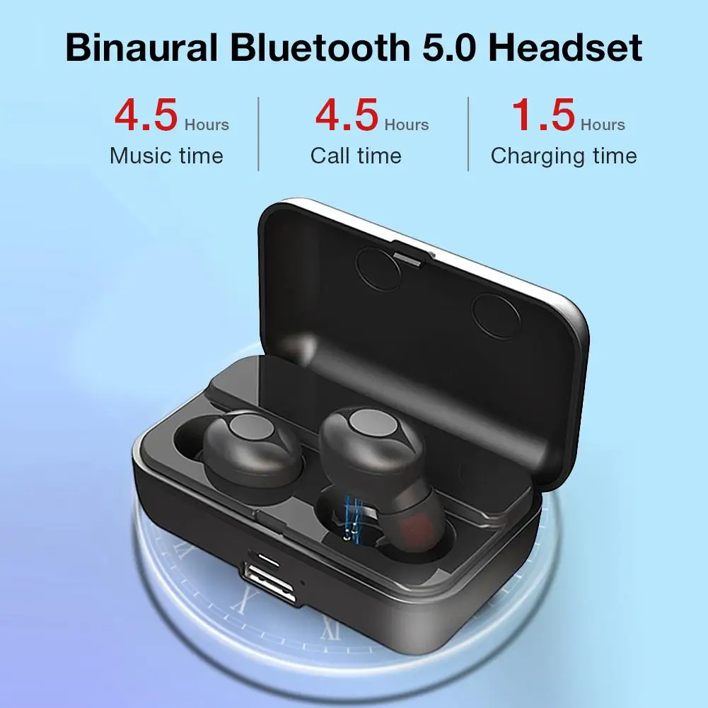 TWS бинауральная Bluetooth 5,0 гарнитура F9 наушники настоящие Беспроводные спортивные с микрофоном и зарядным устройством 18 ч Время воспроизведения