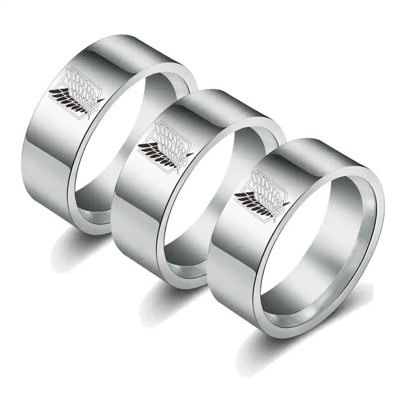 タイタンチタン鋼アニメリング男性ジャイアント旗黒スリヴァー指結婚指輪ファンギフト8ミリメートルサイズ 指輪 Aliexpress