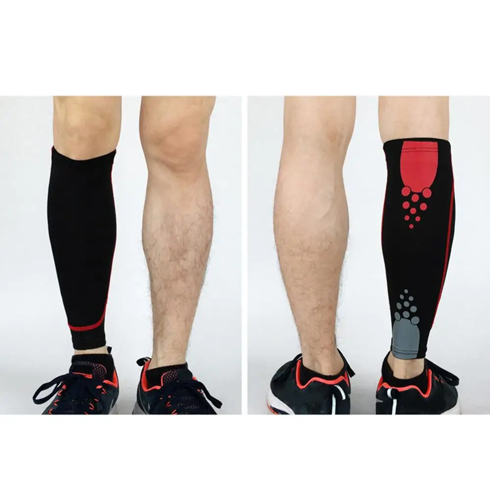 Black Red 1 шт унисекс спортивный Эластичный компрессионный Противоскользящий голень для ног поддерживающий рукав - Цвет: Black Red
