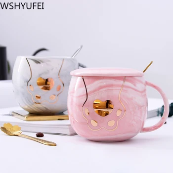 

New super cute ceramic mark cup Personality cat claw couple cup milk cup Office coffee cup Household drinking utensils WSHYUFEI
