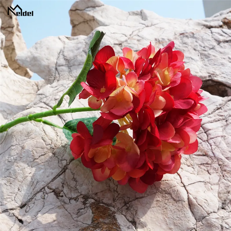 Meldel Ortensia Fiore Fai da Te Bouquet da Sposa di Seta Artificiale Ortensia Fiore Tavolo di Casa Decor Sorella Simulazione di Nozze Floreale