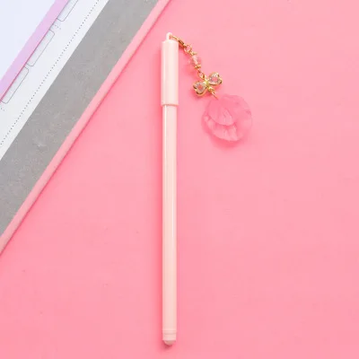 1 шт. гелевая ручка Kawaii Милая металлическая гелевая ручка с подвеской креативная конфетная цветная ручка для девочек, студенческие канцелярские принадлежности Рождественский подарок для детей - Цвет: A-pink