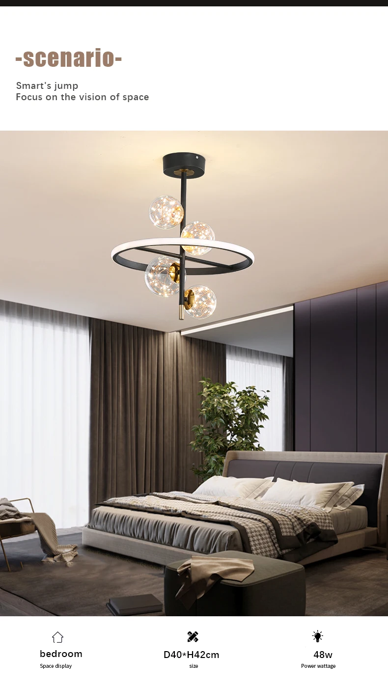 Nordic LED Chandelier For Bedroom Living Room Clear Glass Ball Lustre Ceiling Hanging Lamp Home Decor Stars Lighting Fixtures shell chandelier