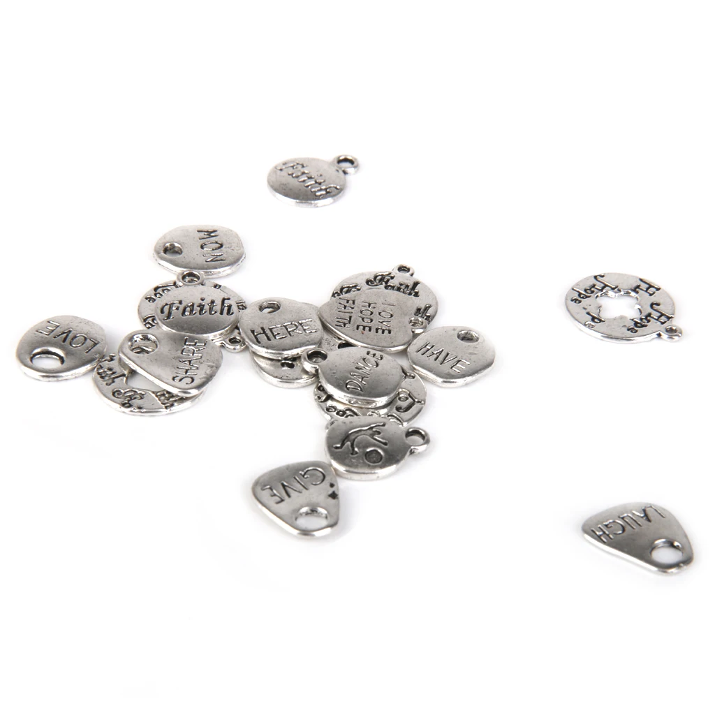 30 pcs Mixed Lots of Tibetan silver color Carved Letter Charms Pendants Necklace DIY Necklaces Bracelets Anklets