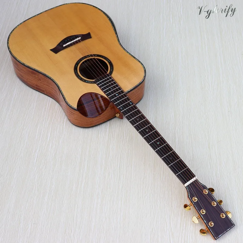 

spruce solid wood top acoustic-electric guitar with radian corner 41 inch full shell binding professional acoustic guitar