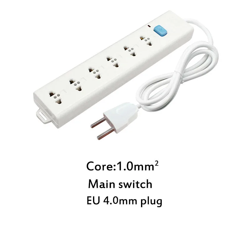 EU PLUG 4.0MM Блок питания 6AC Розетка Гнездо для шнура удлинителя с переключателем Домашняя электроника зарядное устройство патч-плата 1,8 м 3 м провод - Цвет: EU PLUG 4.0MM