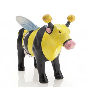 

EUROPEAN MODERN ART BEE COW STATUE SCULPTURE CERAMIC CRAFTS PORCELAIN CATTLE ANIMAL FIGURINE HOME DECORATION R4212