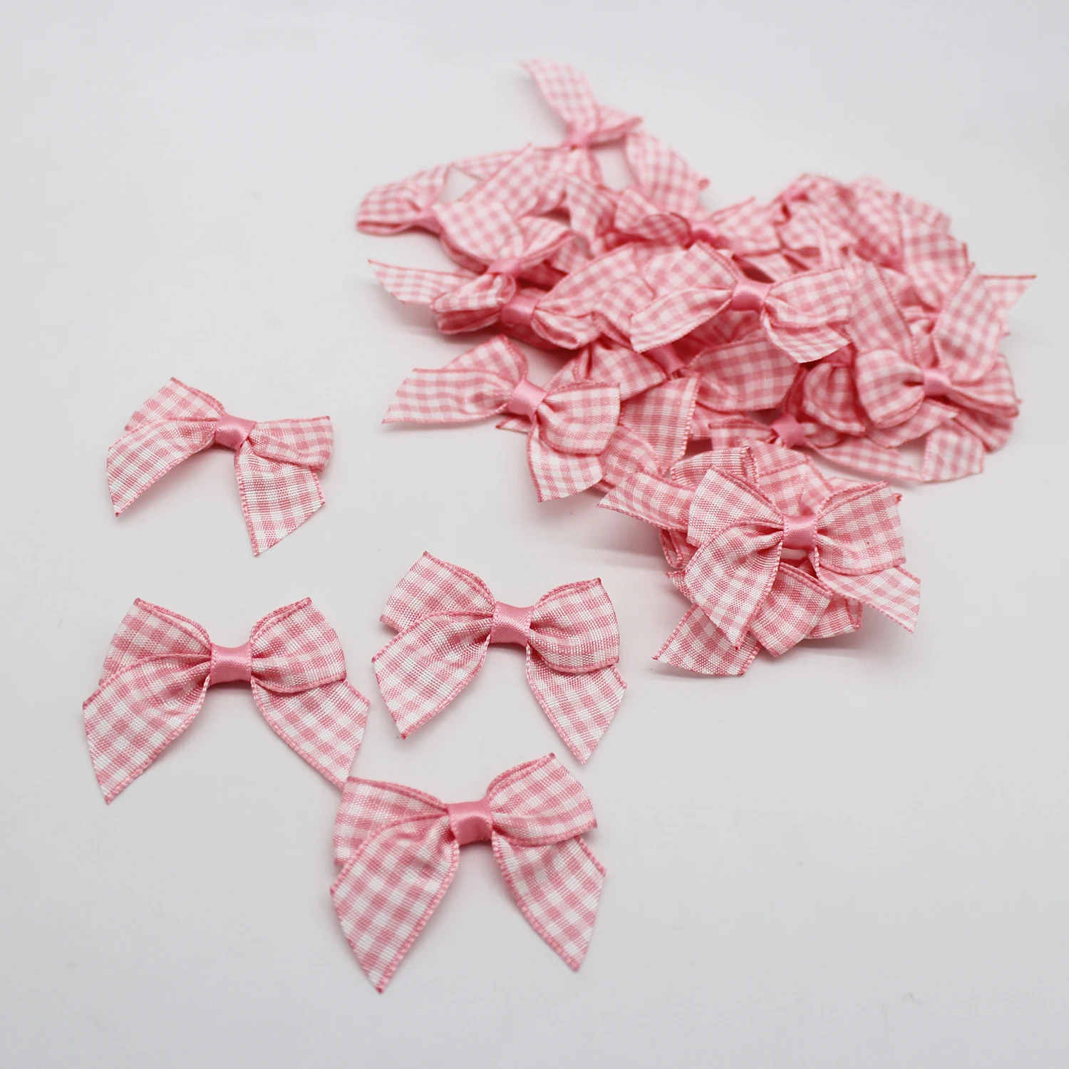 50Pcs Satin Ribbon Bow DIY Decoration Accessories Polka Dot Printed Ribbon Flower 45MM Gold Sliver Edge Satin Bow 5/8"