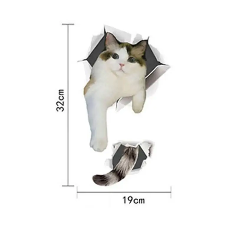 Мультяшный стикер на стену с кошкой один милый животный 3D яркие Декорации для