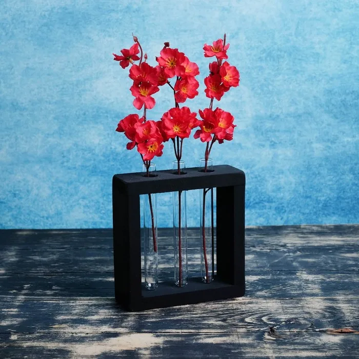 Plant pots Wood 15 × 3.5 cm with 3 колбами &quotframe mini&quot black дарим beautiful home decor flower stand for flowers |