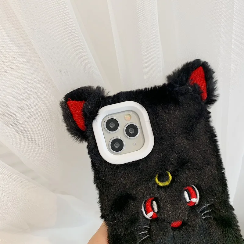 Gelandge мультфильм вышивка мех Чехлы для iPhone X XS XR 11 Pro Max 7 8 Plus теплая рука милый мягкий плюшевый Телефон задняя крышка Coque