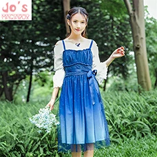Women-Kawaii-Lolita-Dress-Long-Blue-Gradient-Christmas-Halloween-Party-Dress-High-Waist-Lace-Night-Wear