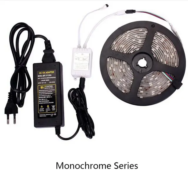 Blue Светодиодная лента RGB 5050 SMD 2835 гибкая лента светодиод 5 м водонепроницаемая лента диод DC 12V+ пульт дистанционного управления+ адаптер - Испускаемый цвет: Blue
