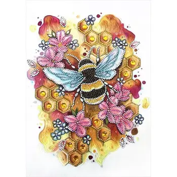 

5D DIY Special Shaped Diamond Painting Bee Modern Pattern DIY 5D Part Rrill Cross Stitch Kit Needlework Rhinestone Crystal Art