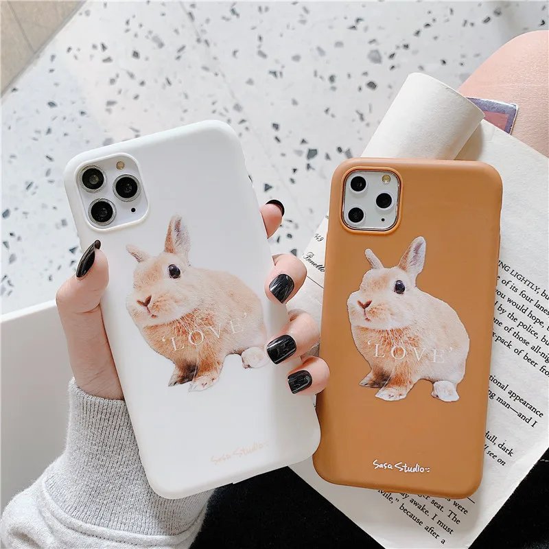 Прекрасный чехол для телефона с кроликом для iphone 11 11Pro Max для iphone X XR XS Max 7 8 6 6S Plus Матовый Мягкий ТПУ чехол capa