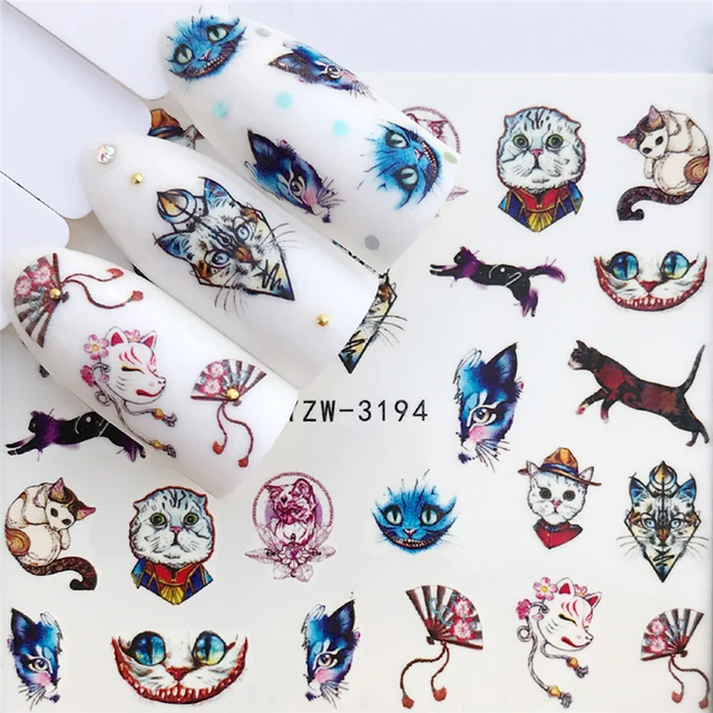 Nail Stickers Sliders For Nails Winter Sticker Elk Figure Nail Art Decorations Wolf Animal Transfer Watermark Water Slider YZW-3194