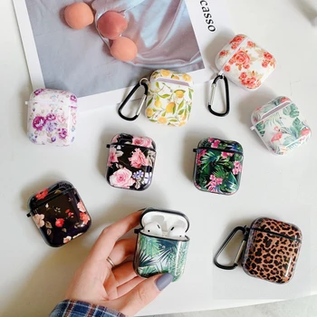 

For AirPods 1/2 funda luxury leopard print silicon earphone Cover For Air pods 2 case flower Leave Marble Pattern headphone Case