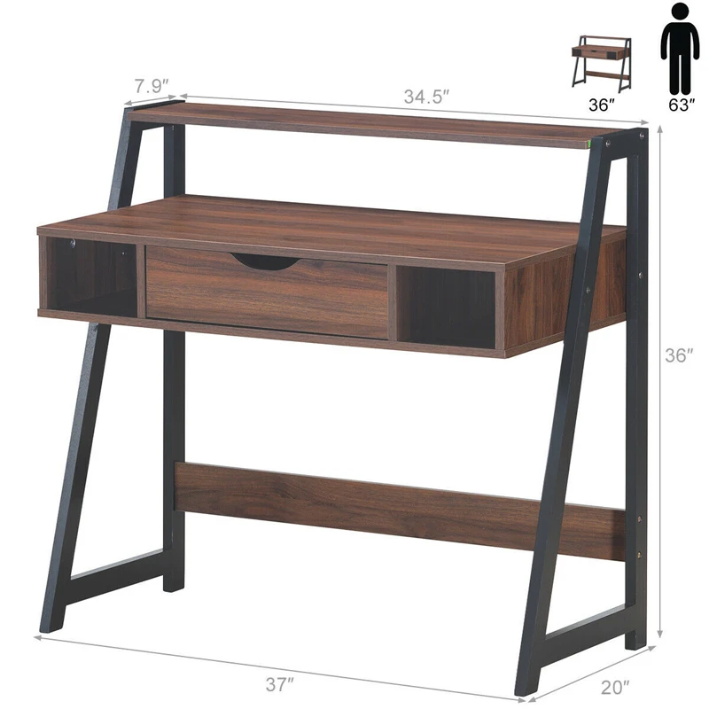 

Computer Desk Laptop Office Table with Drawer & Display Shelf HW62987