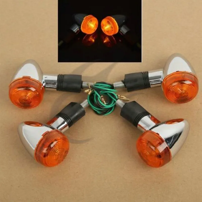 Мотоцикл 2 пары хромированные янтарные пули поворотники свет для Harley Спортстер