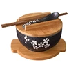 Japanese Bowl Instant Noodles Tableware Dining Room Tableware Salad Ceramic Bowl Bring Wooden Spoon Wooden Chopstick 4