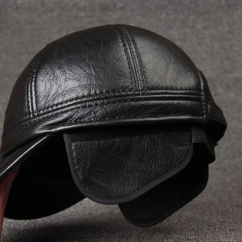 SILOQIN шапка из натуральной кожи Зимняя Мужская бейсболка первого слоя воловьей