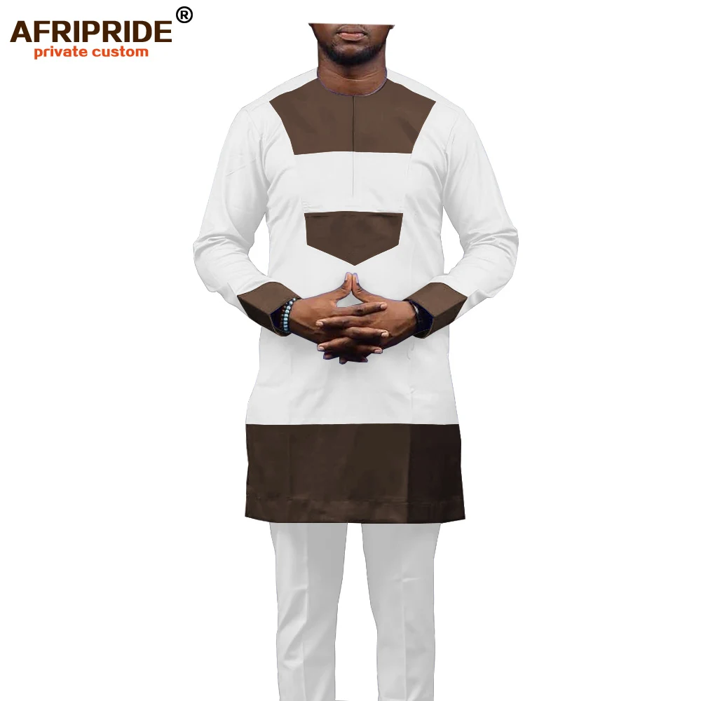 Африканский мужской костюм с рубашкой, традиционный комплект одежды, племенная верхняя одежда, повседневная одежда из 2 предметов, Дашики, Анкара, комплект A1916027 - Цвет: 11-6
