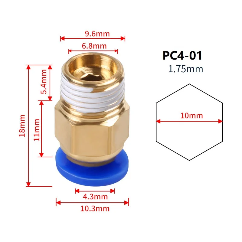 Мега 3D принтеры Запчасти пневматические соединители PC4 01 1 75 мм PC6 3 0 PTFE трубка