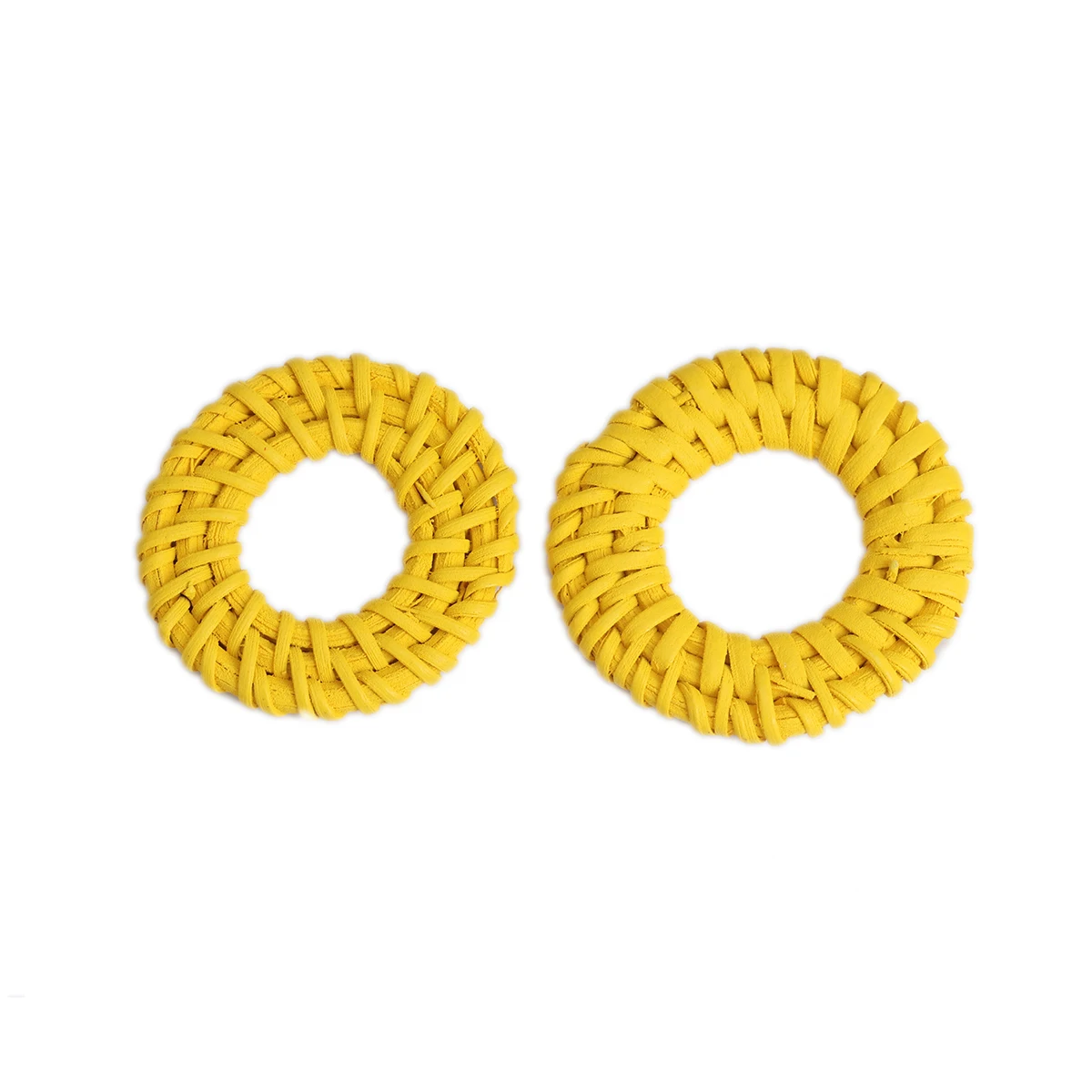 

Handmade Rattan Circle Ring Connectors Yellow Woven 4.5cm - 4cm Dia. For DIY Jewelry Making, 2 PCs