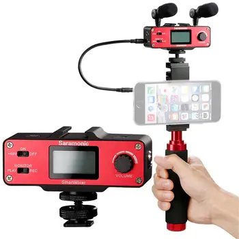 

Saramonic SmartMixer Smartphone Video Film microphone Handheld Recording Stereo Microphone Rig for iso and Android