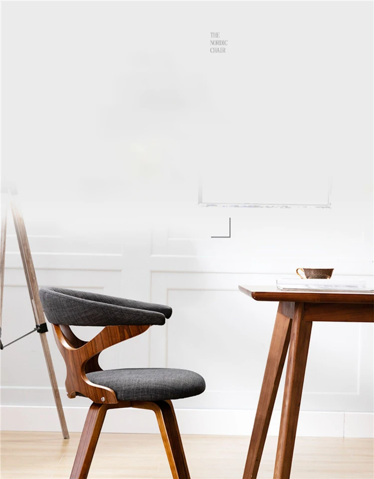 Description Picture 2 of itemOriental Dining Chair Kitchen Furniture Rotatable Study Computer Chair Minimalist Modern Solid Wood Dining Chairs Home Armchair