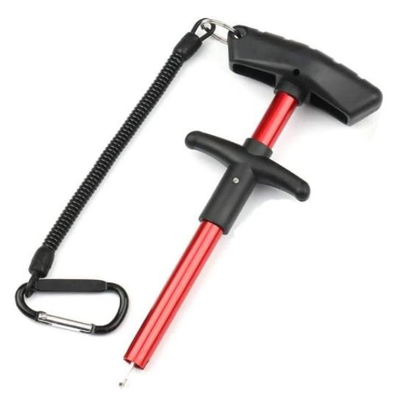 

Fish Hook Remover Tool with Rope Out Fish Hook Separator Tools Portable Easy Reach Fishing Hooks Extractor,Red