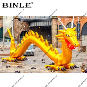

Customized Chinese style inflatable golden dragon with dragon ball for new year festival parade