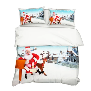 

Bedroom Decor Santa Claus Elk Bedding Sets Duvet Cover Sets Bedspread for Adult Kids 2/3pcs Bedclothes Bedding Set
