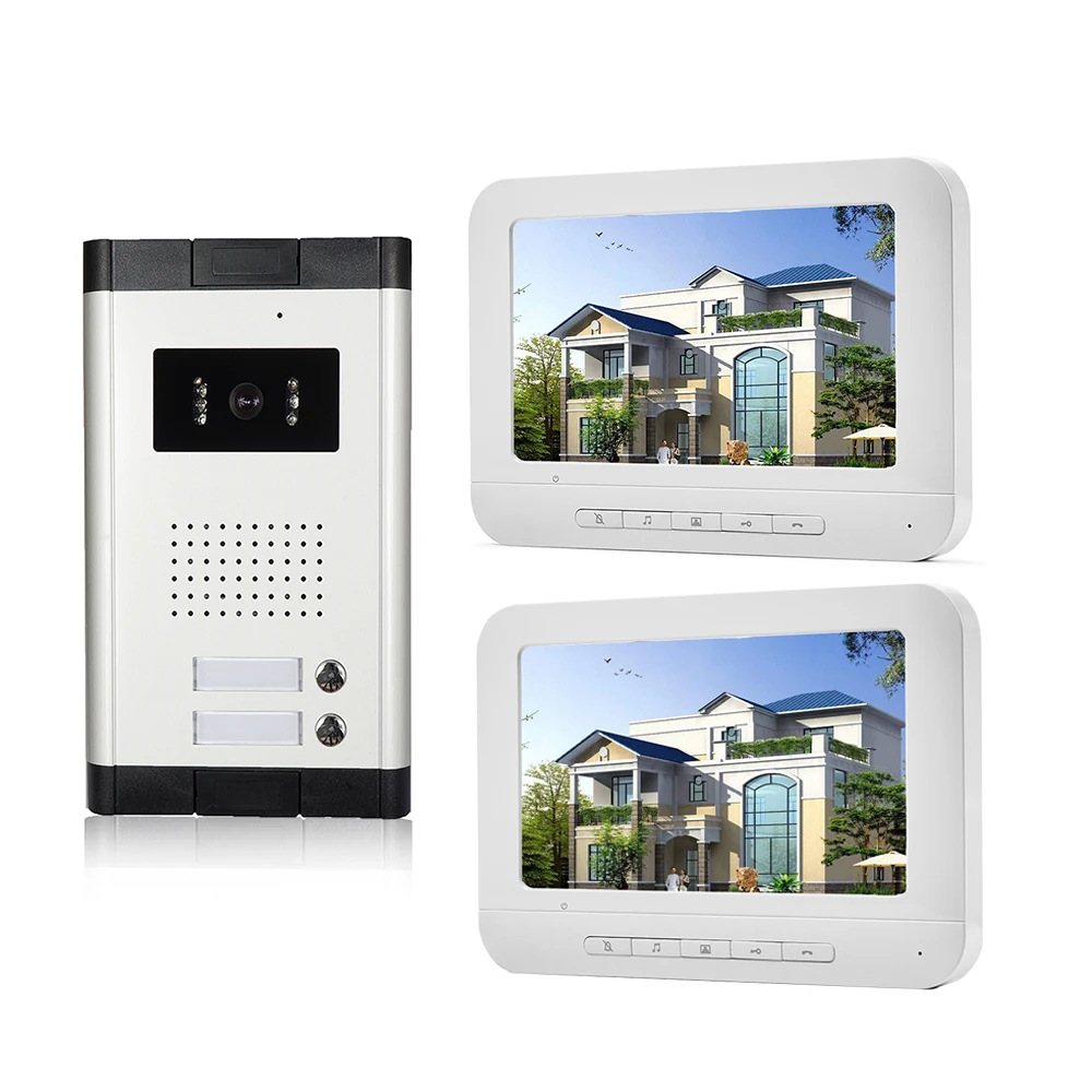 Video Door Phone Apartment 7 Inch Video Doorbell Two Monitors