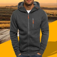 Jackets Men Autumn Casual Sweatshirt Fashion Hip Hop Hooded Jacket Men Solid Fleece Zipper Coats Men Winter Jacket