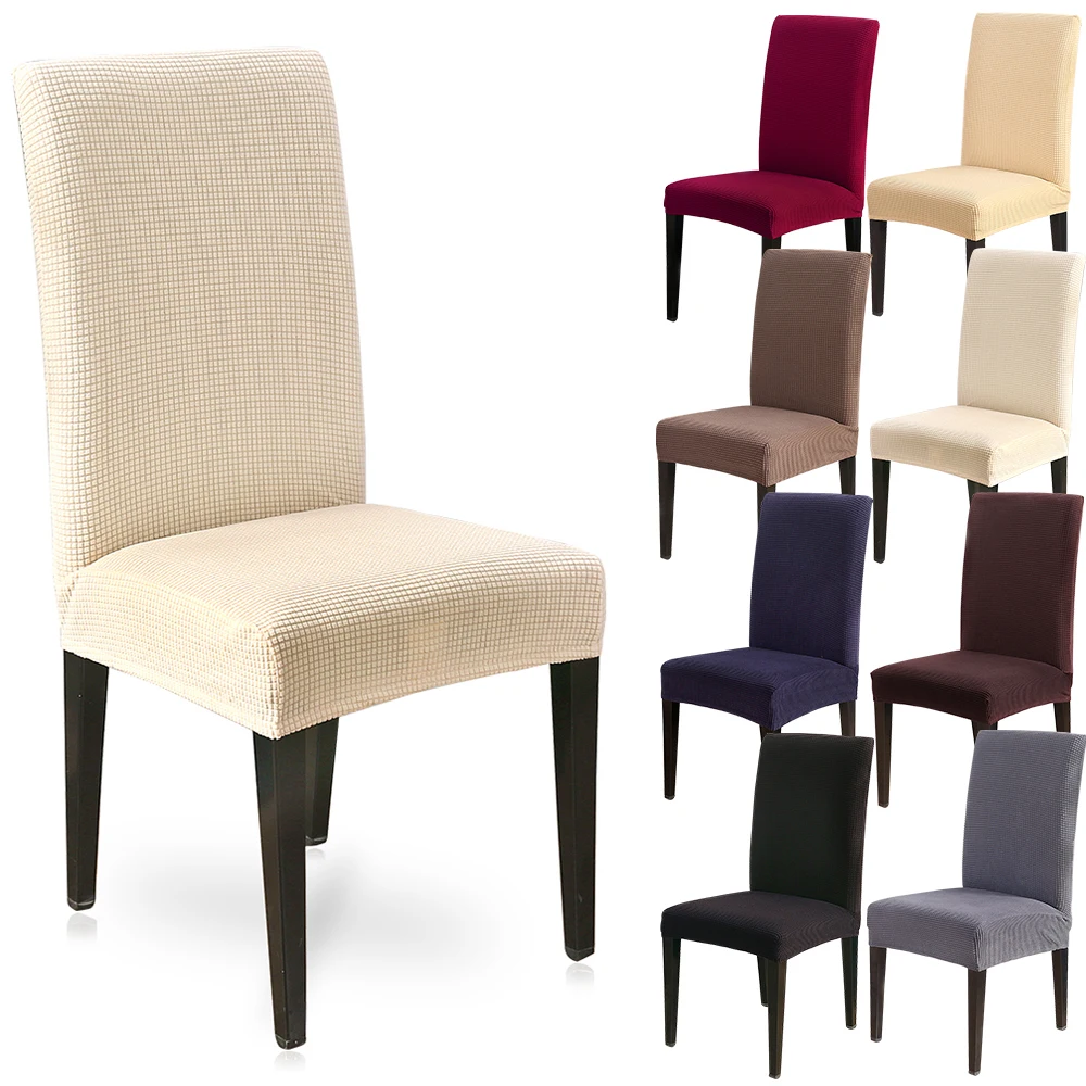 

Thick Knitted Solid Color Chair Covers Removable Stretch Slipcover Dininner Seat Protection Cover For Party Wedding Hotel