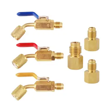 

Six-Piece Air-Conditioning Refrigerant Angled Compact Ball Valve Set Ag001-G For Hvac And Ac Air Conditioning Maintenance