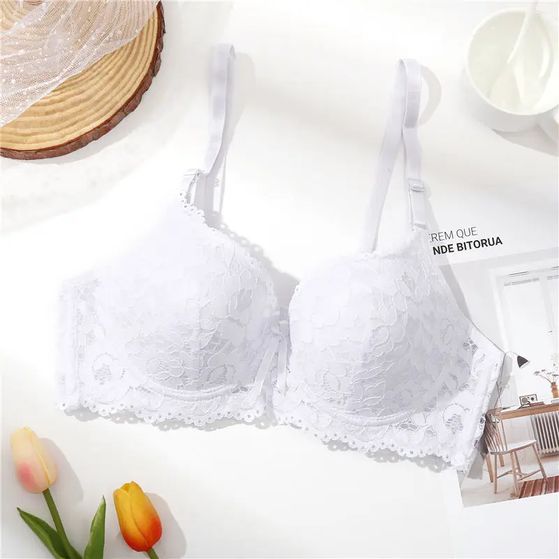 style2 white Кружевной бюстгальтер с застежкой спереди, красивый бюстгальтер с пуш-ап эффектом, сексуальный бюстгальтер на косточках для женщин, однотонное женское нижнее белье - Цвет: style2 white