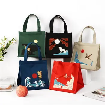 

Ink Style Animals Portable Zipper Waterproof Lunch Bags Women Student Lunch Box Office School Picnic Cooler Food Bag