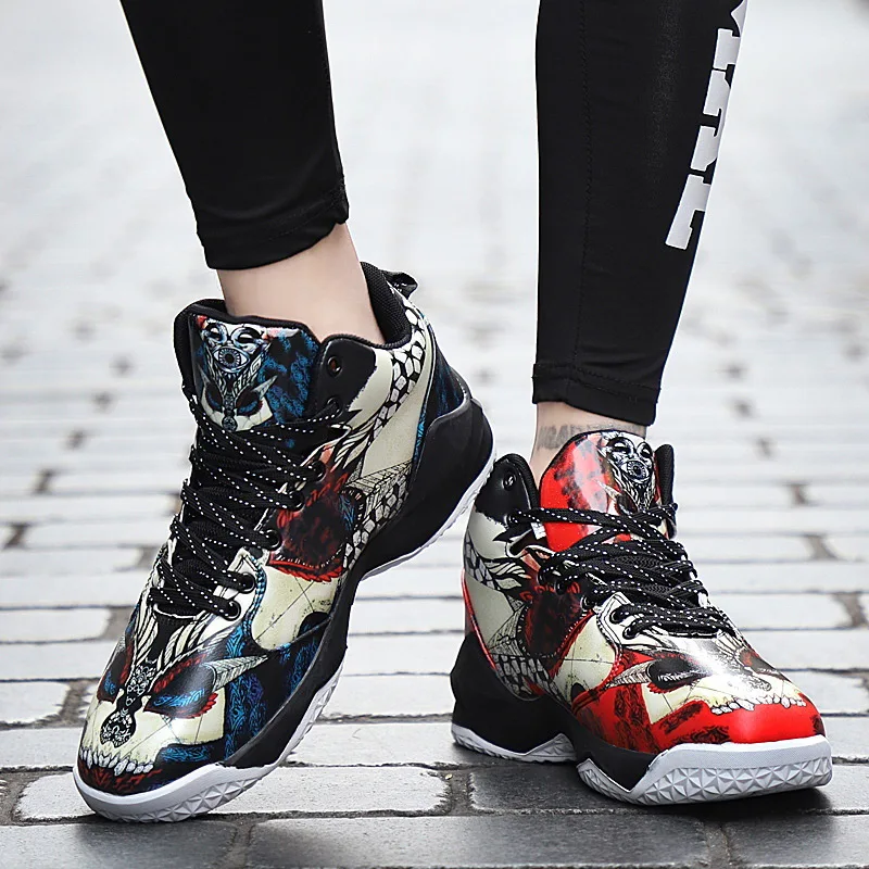 

In National Customs Shoes Male Shoes Personality Doodle Sneakers Mandarin Duck Basketball Shoe Human Skeleton Head Nation Wind