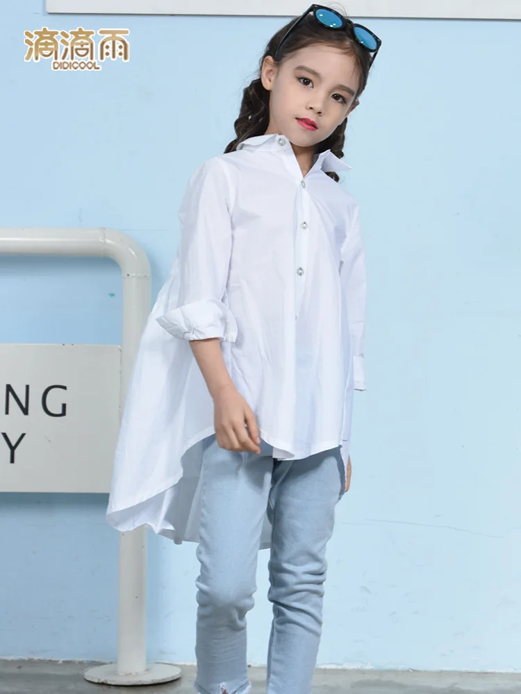 

Girls White 2019 Spring Western Style Long Sleeve New Style Shirt Korean-style Spring And Autumn Korean-style B Class Women's Wh