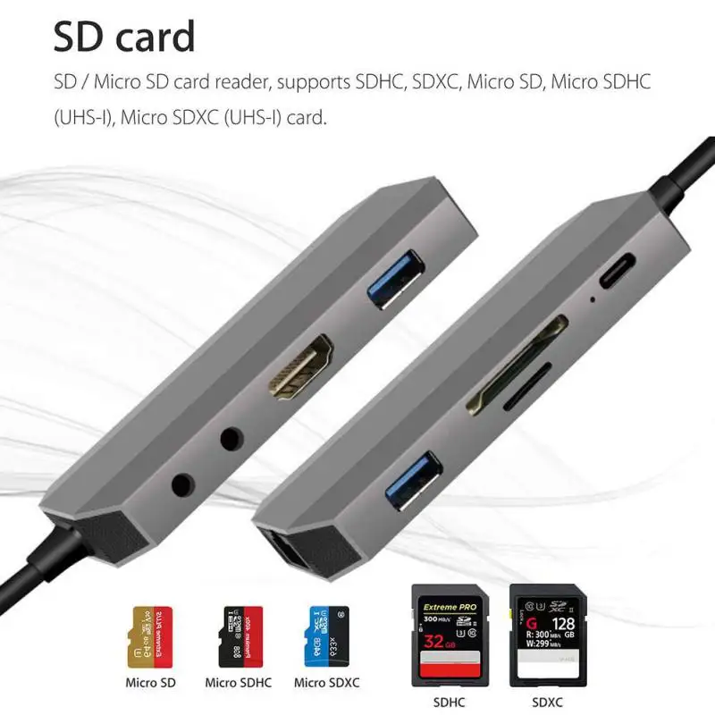 9 в 1 USB концентратор type-C к HDMI 4K 2 порта USB3.0 концентратор SD TF кардридер RJ45 USB звуковая карта 3,5 мм аудио разъем USB-C зарядка PD 11