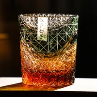 Edo Kiriko wielokolorowa szklanka 9 uncji bursztynowa czerwona kryształowa szklanka do Whisky szkockie okulary z pudełkiem 1