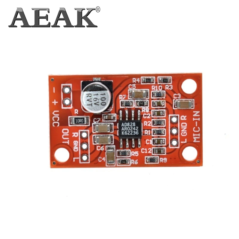 AEAK DC 3 8 V 15V AD828 стерео Динамический микрофон предусилитель доска микрофона Модуль