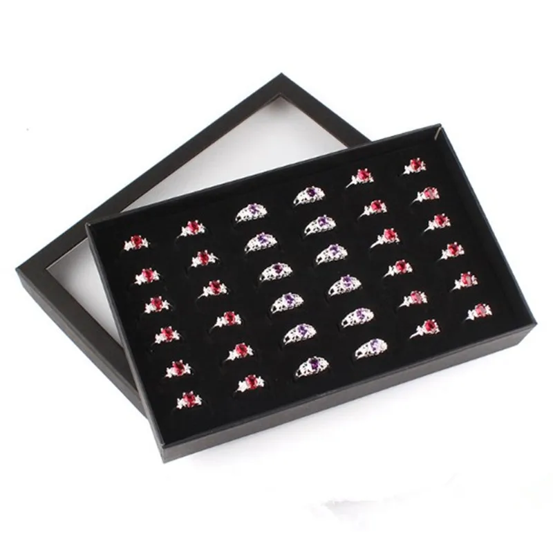 

36 Slots Jewellery Box Ring Storage Earrings Display Box Jewelry Organizer Holder Transparent Window Show Case