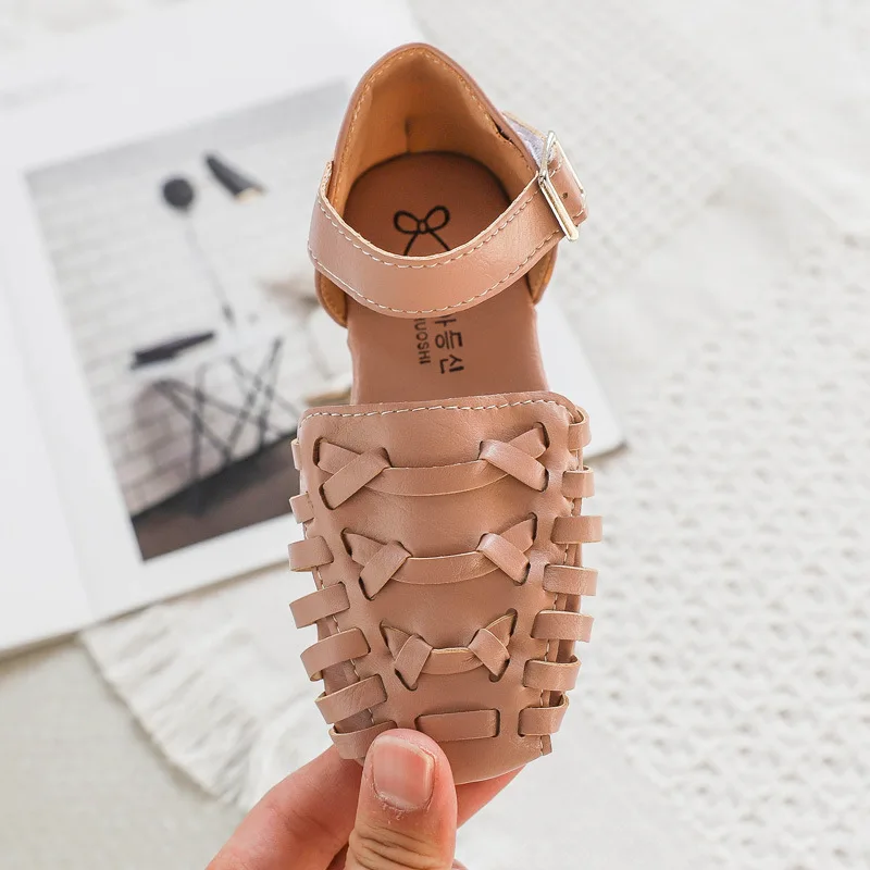 ULKNN CHILDREN'S Sandals 2020 Spring And Summer New Style Candy-Colored Pump Girls Hollow out Shoes Rome Woven Shoes