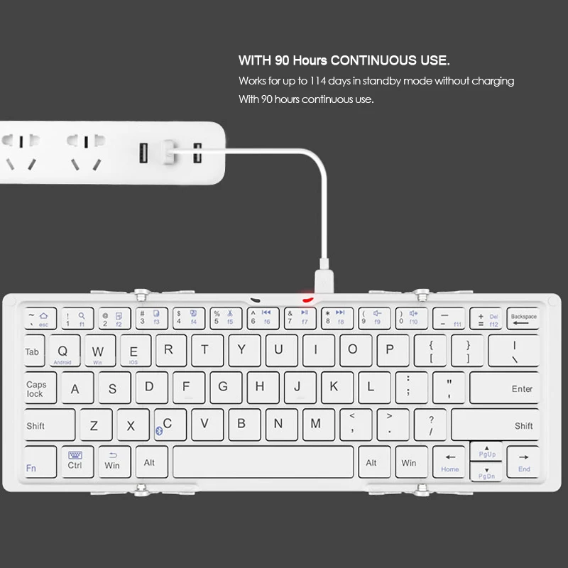  B.O.W Portable Folding Bluetooth Keyboard Pocket size Folded Wireless mini and slim Keyboard for An