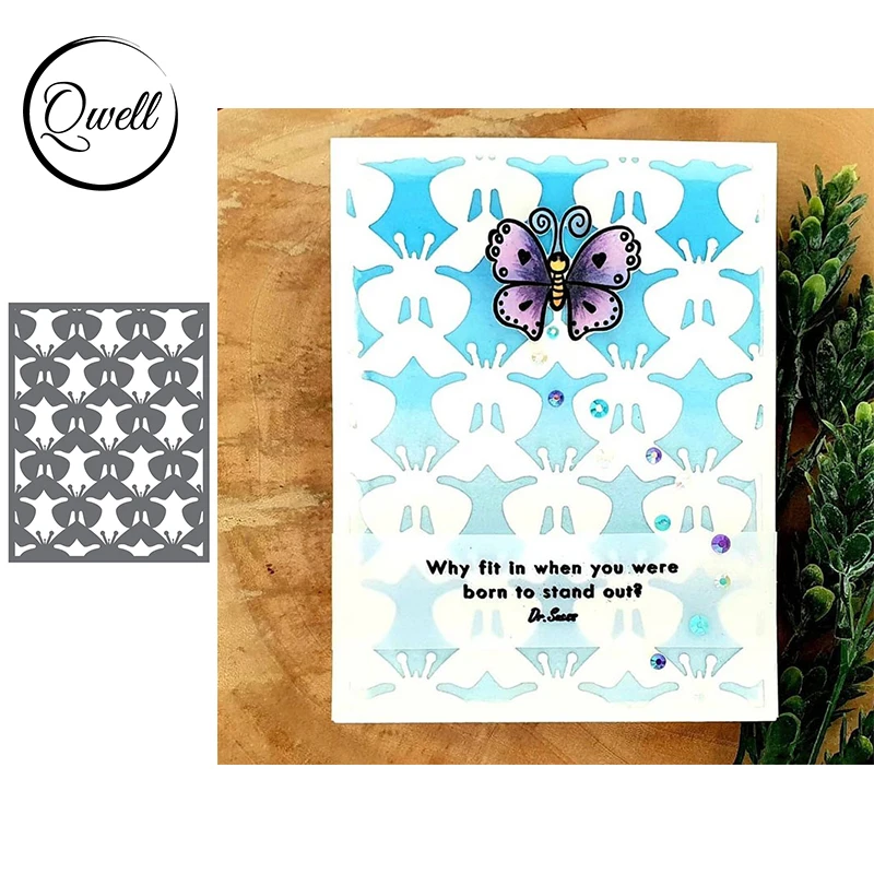 

QWELL Thousands Butterflies Silhouettes Repetition Frame Metal Cutting Dies for 2021 DIY Scrapbooking Craft Paper Cards