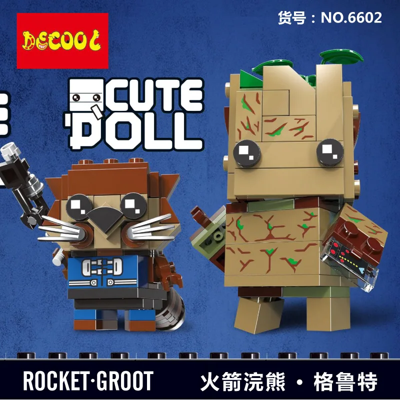 

Rocket Groot Mini Block Steve Creeper Bircks Owen Bule Gwenpool Building Blocks Kit Cute Robot Doll Gift for Children 6602